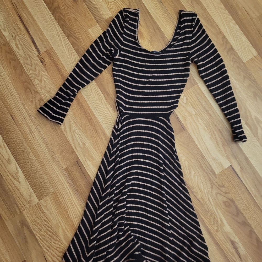 American Eagle Outfitters Black and Cream Striped Dress